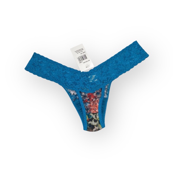 new Hanky Panky 𑁍 Low Rise Lace Thong 𑁍 Teal + Chinois Floral Print 𑁍 00 - 12 - Picture 10 of 16